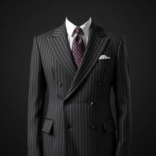 A charcoal grey double-breasted bespoke suit with notched lapels and a subtle pinstripe, styled for a formal occasion.