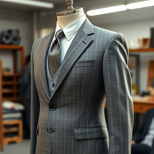 A suit in progress on a tailor's mannequin, showing the structure and stitching.